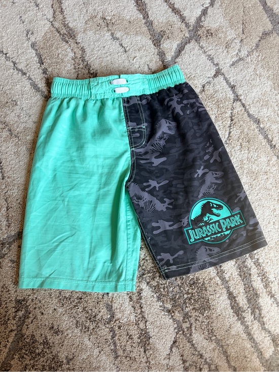 Jurassic World Other - Jurassic Park Kids' Two-Tone Aqua & Black Camo Swim Trunks w/ Invisible Dinosaur